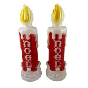 Empire Blow Molds Small NOEL Candles Set of 2 Vintage 1970 No Lights 13 Inch
